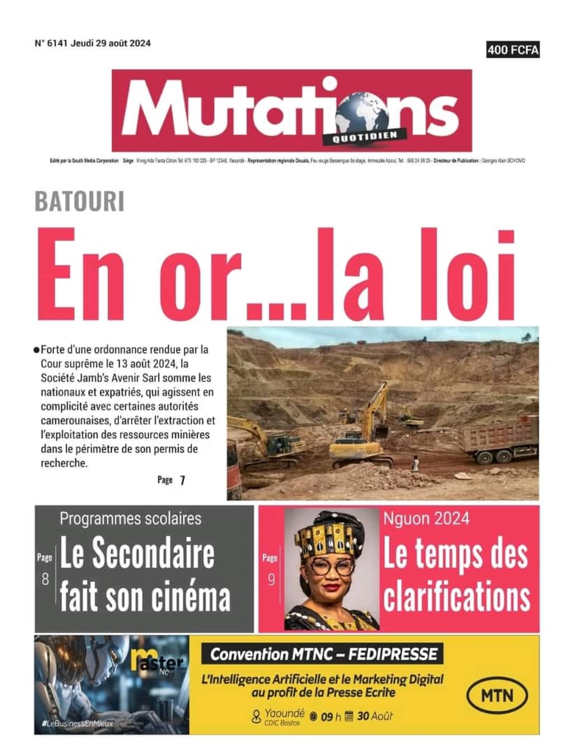 Cameroun : Revue de presse du Jeudi 29 Août 2024 