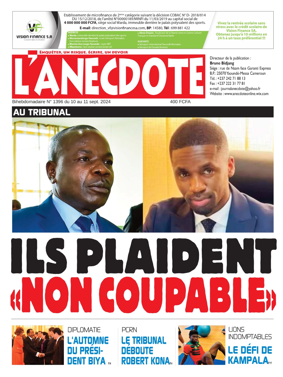 Cameroun : revue de presse du 10 septembre 2024