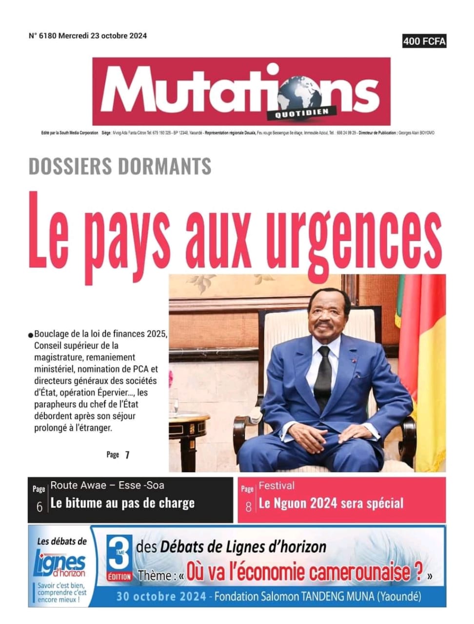 Cameroun :Revue de Presse du 23 Octobre 2024