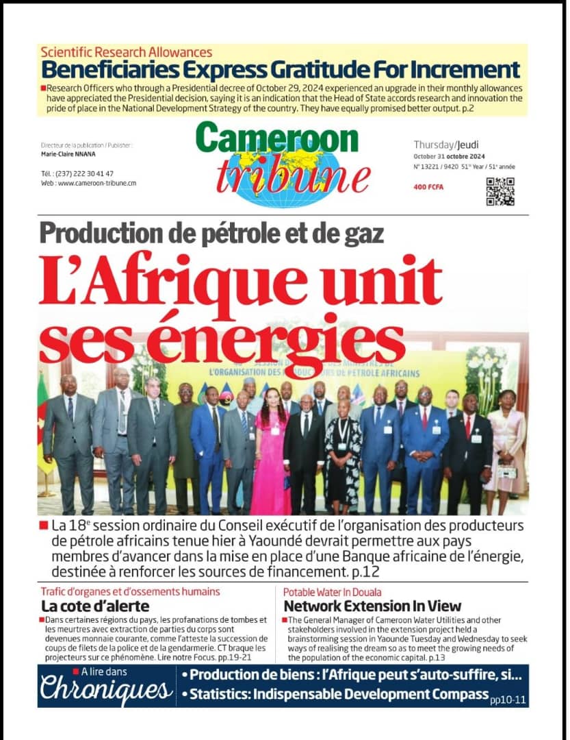 Cameroun : Revue de presse du 31 octobre 2024