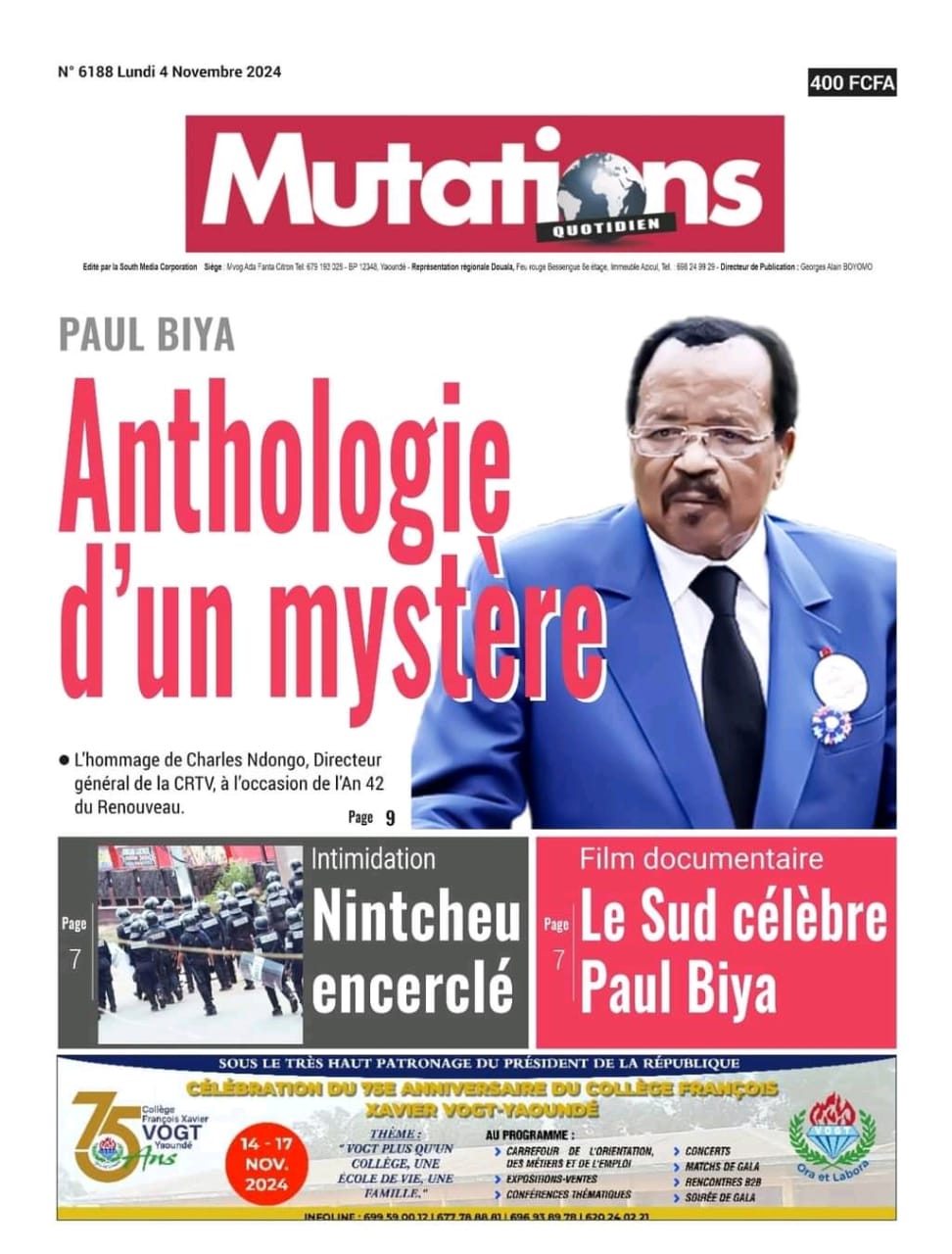 Cameroun : Revue de la presse du 4 novembre 2024