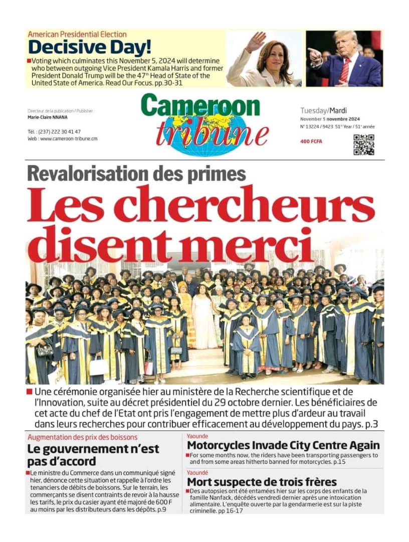 Cameroun : Revue de presse du 5 novembre 2024.