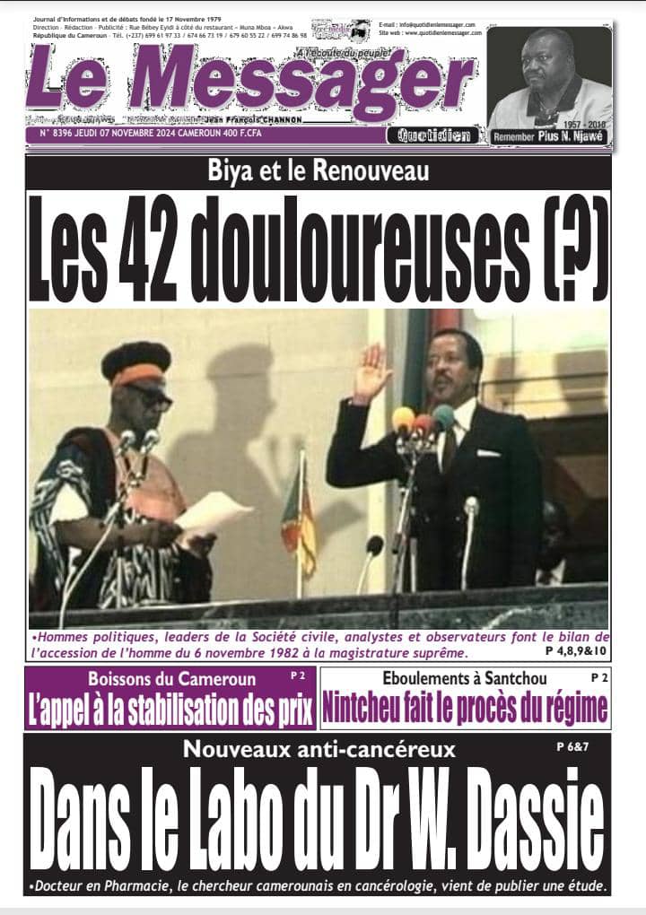 Cameroun : Revue de presse du 07 novembre 2024.