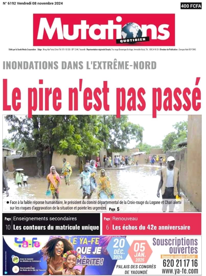 Cameroun : Revue de presse du 8 novembre 2024.