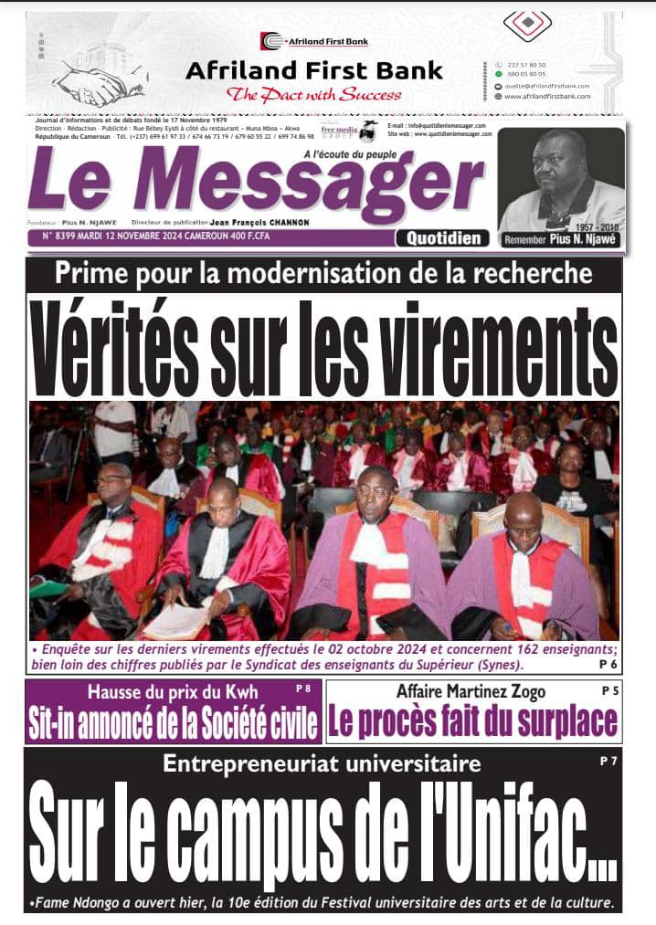 Cameroun:Revue de presse du 12 Novembre 2024.