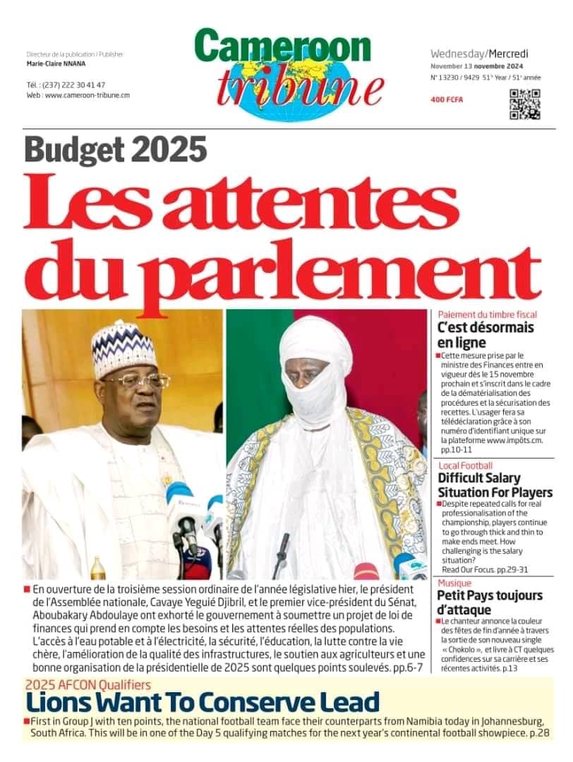 Cameroun : Revue de la presse du 13 novembre 2024.