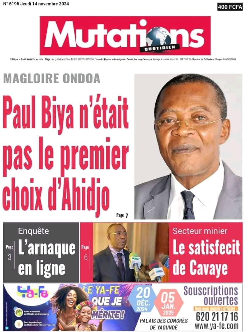 Cameroun: Revue de presse du 14 Novembre 2024