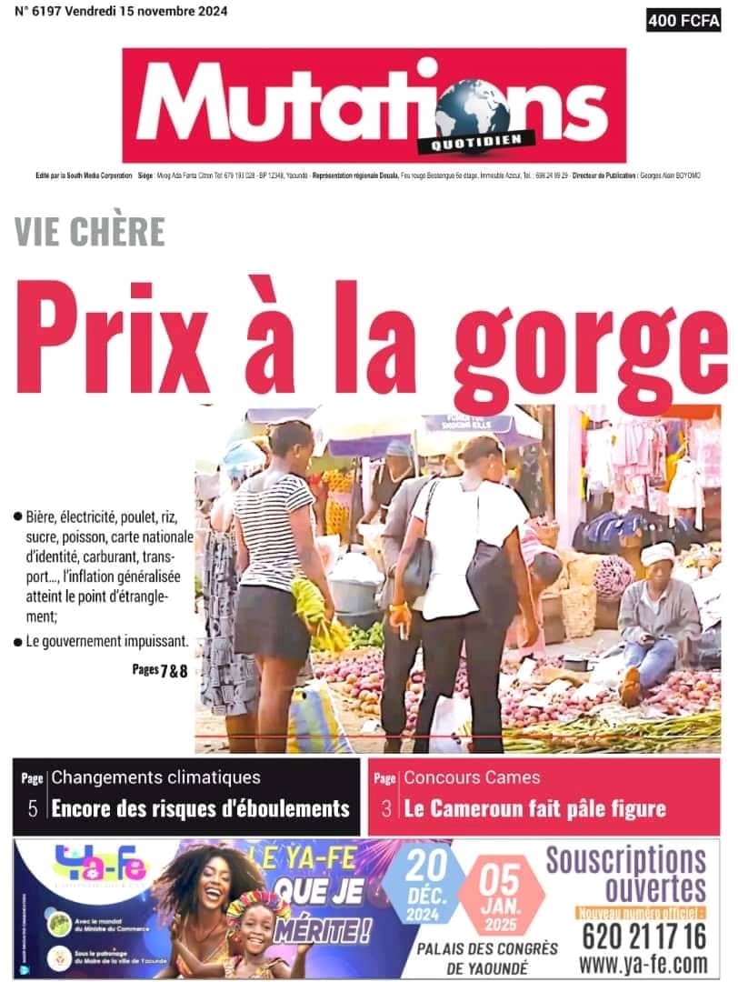 Cameroun :Revue de presse du 15 novembre 2024