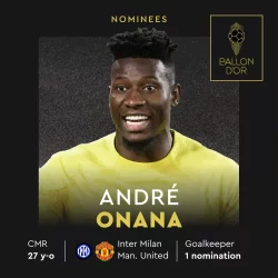 Ballon d'or 2023: André Onana nominé. Actualité au Cameroun